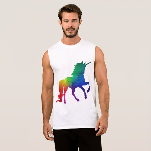 Gay T-Shirt: Unicorn, rainbow, and glitter oh my! Sleeveless Shirt