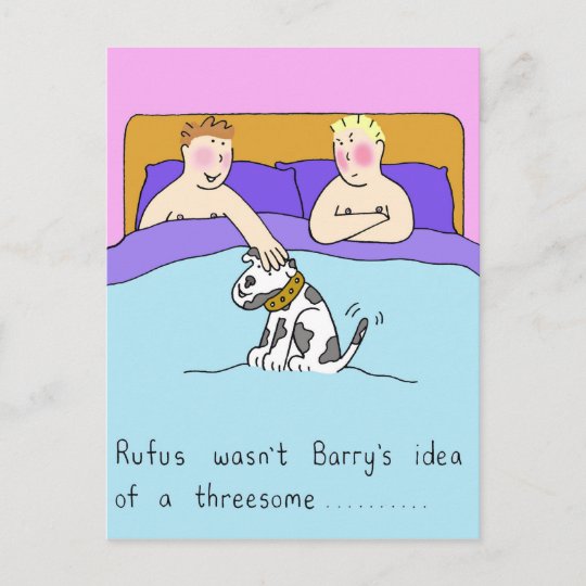 Gay Threesome Cartoon Humour Postcard Uk