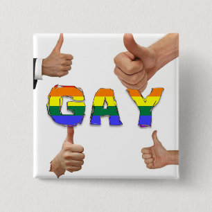 Gay Thumbs Up 15 Cm Square Badge
