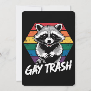 Gay Trash Racoon LGBTQ Pride Vintage Invitation