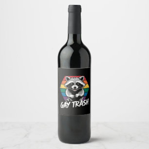Gay Trash Racoon LGBTQ Pride Vintage Wine Label