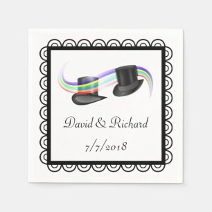 Gay Tuxedo Top Hat Wedding Personalised Napkins