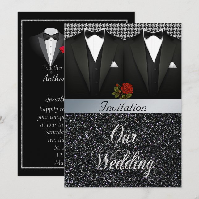 Gay Tuxedo Wedding Invitation (Front/Back)