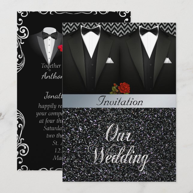 Gay Tuxedo Wedding Invitation (Front/Back)