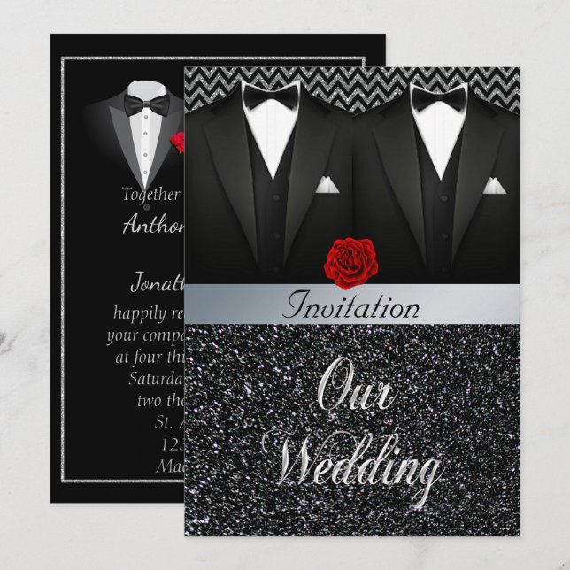 Gay Tuxedo Wedding Invitation (Front/Back)