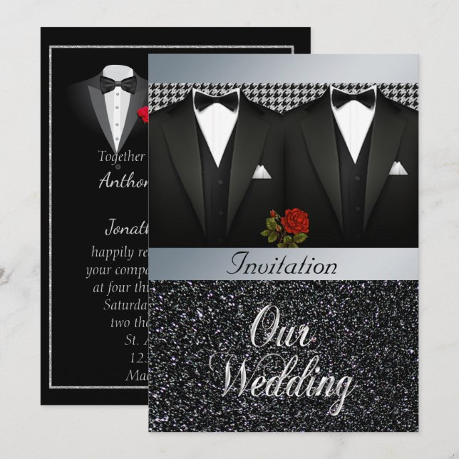 Gay Tuxedo Wedding Invitation (Front/Back)