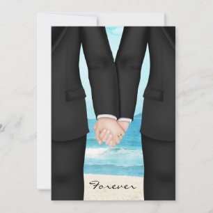 Gay Two Grooms Beach Destination Invitation