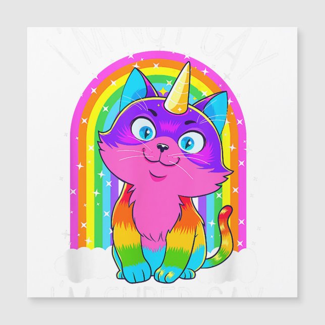 Gay Unicorn Cat LGBT Pride Flag I'm Not Gay I'm Su (Front)