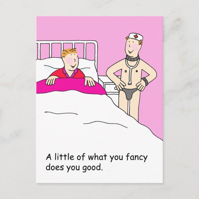 Gay Valentine Cartoon Humour for Him Postcard (Front)
