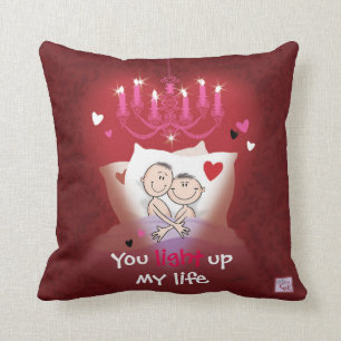 Gay Valentine, Pillow, Fun Couple in Bed Cushion