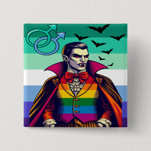 Gay Vampire In Rainbow Flag Clothing 15 Cm Square Badge