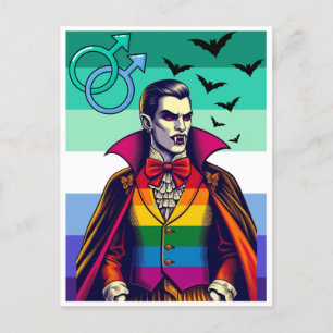 Gay Vampire In Rainbow Flag Clothing Postcard