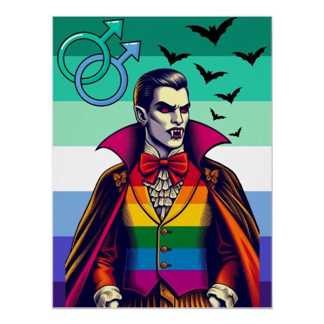 Gay Vampire In Rainbow Flag Clothing Poster (Front)