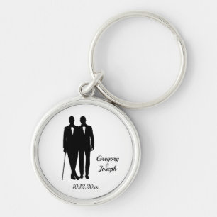 Gay Wedding Black and White Key Ring