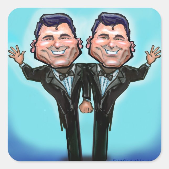 Gay Wedding Cake Dolls Square Sticker (Front)
