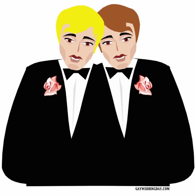 Gay Wedding Cake Topper Standing Photo Sculpture (Front)