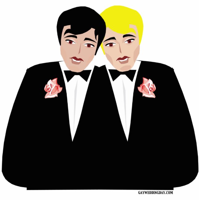 Gay Wedding Cake Topper Standing Photo Sculpture (Front)