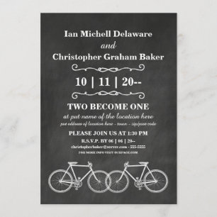 Gay Wedding - Chalk Board - Bicycles Invitation