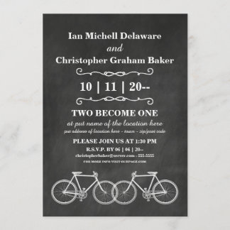 Gay Wedding - Chalk Board - Bicycles Invitation