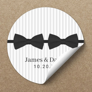 Gay Wedding Double Bow Tie Classy Stripes Seal