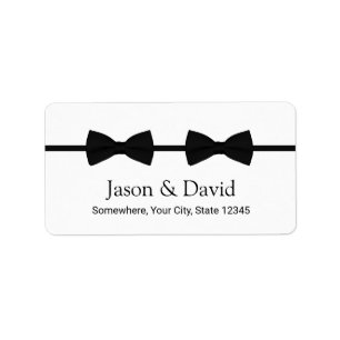 Gay Wedding Double Bow Ties Address Label