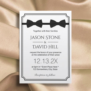 Gay Wedding Double Bow Ties Classic Framed Invitation