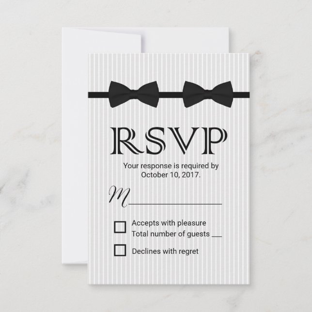 Gay Wedding Double Bow Ties Classic RSVP (Front)