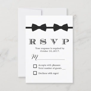 Gay Wedding Double Bow Ties Minimalist RSVP Card