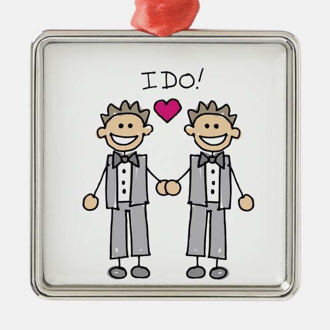 Gay Wedding Groom Metal Tree Decoration (Front)