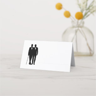 Gay Wedding Grooms Fine Line for Name Place Card
