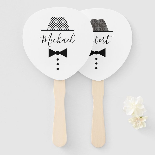 Gay Wedding Grooms  Hand Fan (Front and Back)