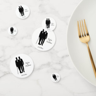 Gay Wedding Grooms with Names and Date Confetti