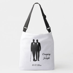 Gay Wedding Grooms with Names and Date Crossbody Bag