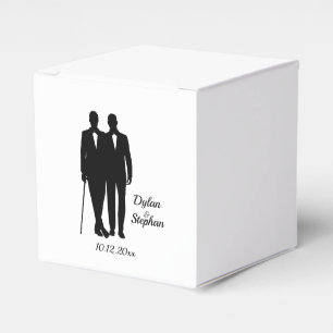 Gay Wedding Grooms with Names and Date Favour Box