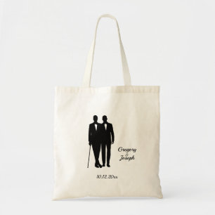Gay Wedding Grooms with Names and Date Tote Bag