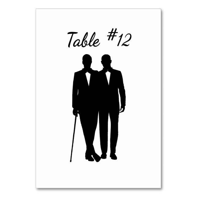 Gay Wedding Grooms with Number Table Number (Front)