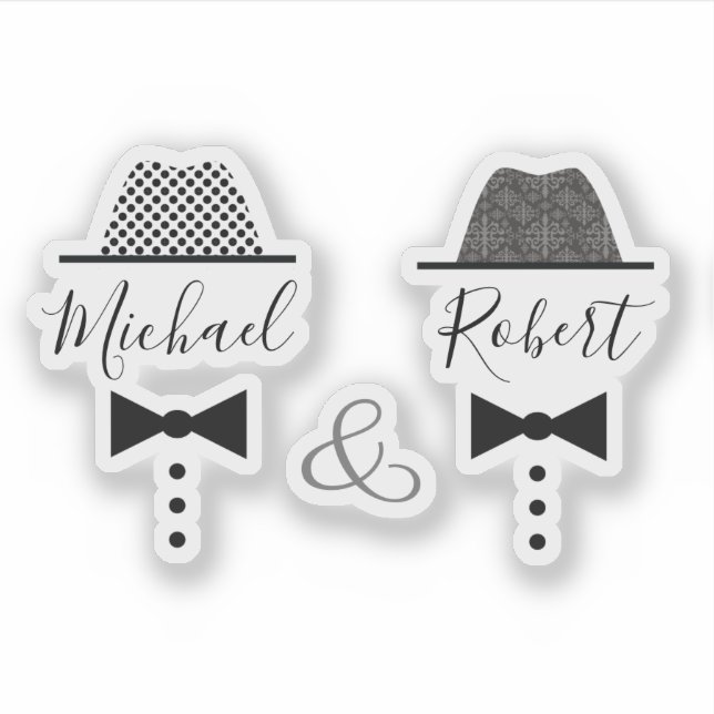 Gay Wedding Hat and Bow Tie Name (Front)