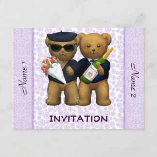 Gay Wedding - Invitation - Teddy Bears lilac