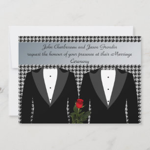 Gay Wedding Invitation Tuxedos Red Rose