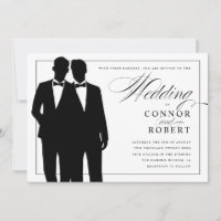 Gay Wedding Invitation Two Grooms Silhouettes