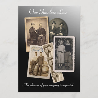 Gay wedding invitation with vintage portraits