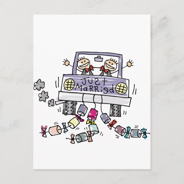 Gay Wedding Just Married Announcement Postcard (Front)