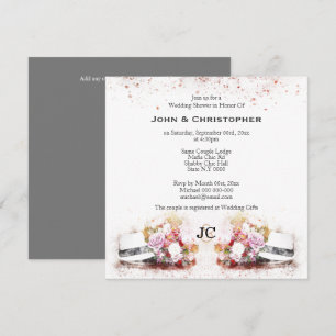 Gay wedding lgbqt+ black white fedora hats invitation