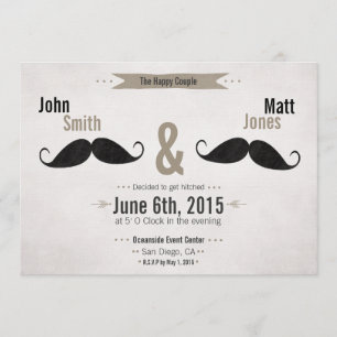 Gay Wedding Moustache Invitation