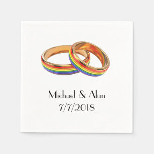 Gay Wedding Napkins with Wedding Rings