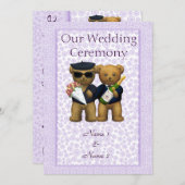 Gay Wedding Order of Service  Teddy Bears couple Programme (Front/Back)