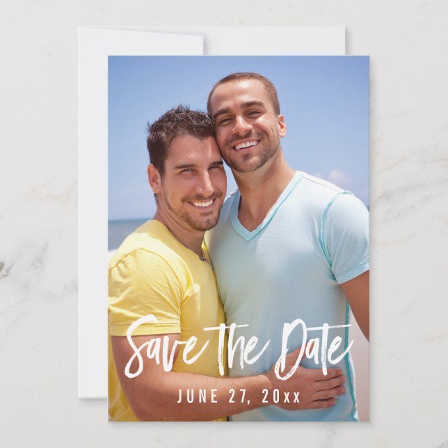 Gay Wedding Photo Save The Date Cards (Front)