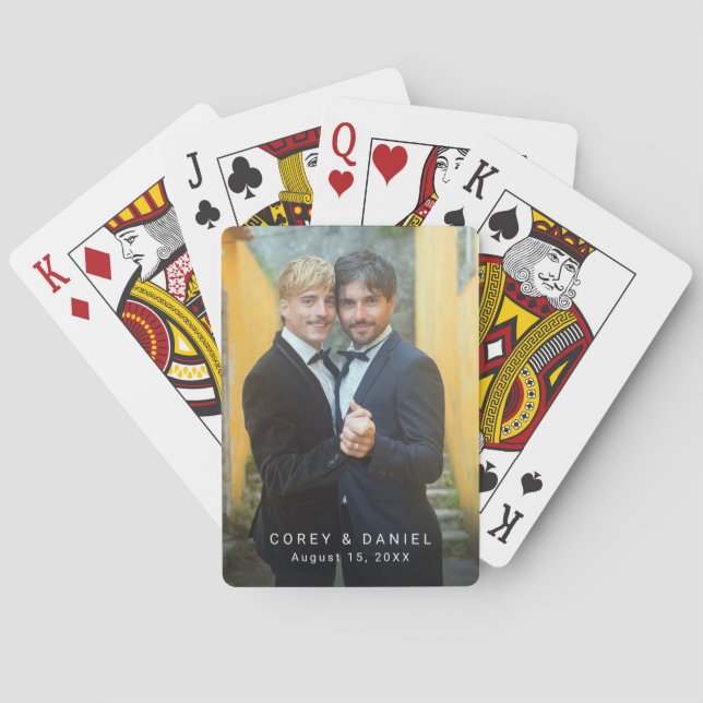 Gay Wedding Photo Two Grooms Playing Cards (Back)