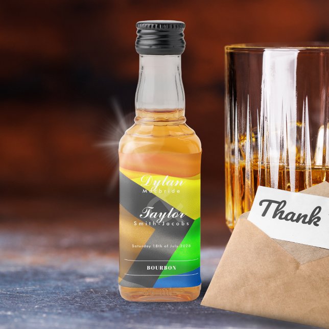  Gay Wedding Pride Flag Typography Mini Liquor Bottle Label (Creator Uploaded)
