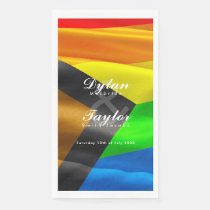 Gay Wedding Pride Flag Typography Napkin